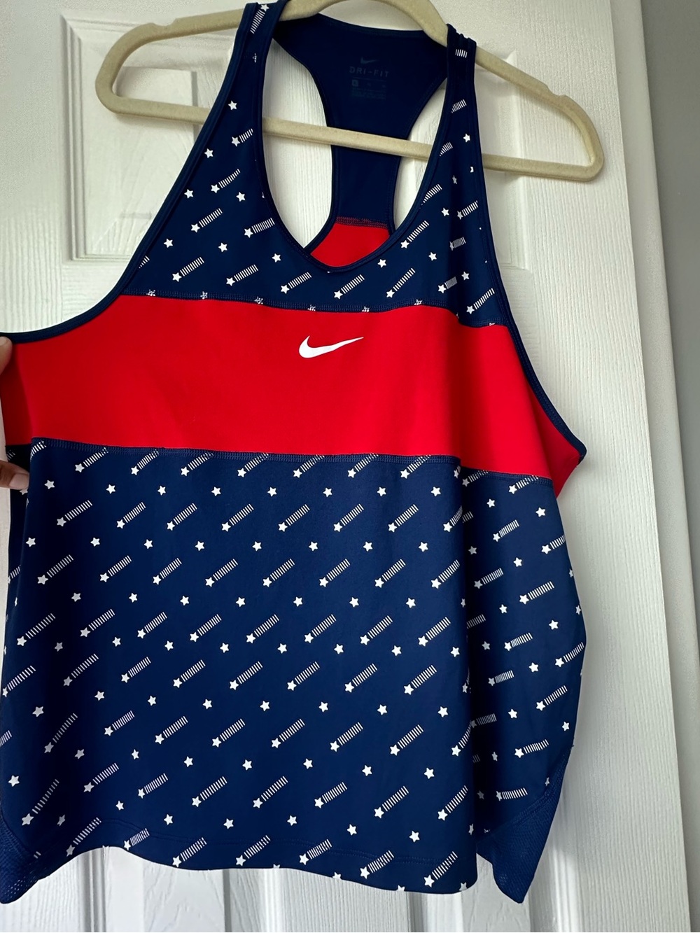 Nike - Red, White, Blue Racer back Tank top with Star Pattern